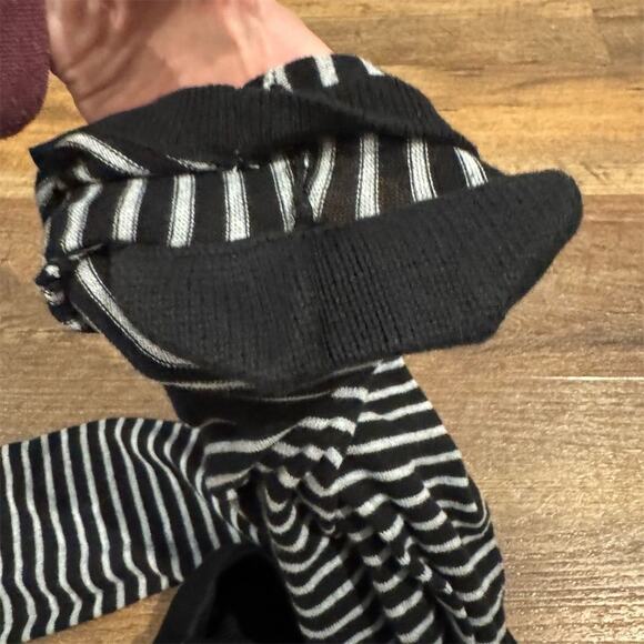 French Connection Gigot Sleeve XS Black Striped Pullover Sweater Office Comfort - Picture 5 of 8